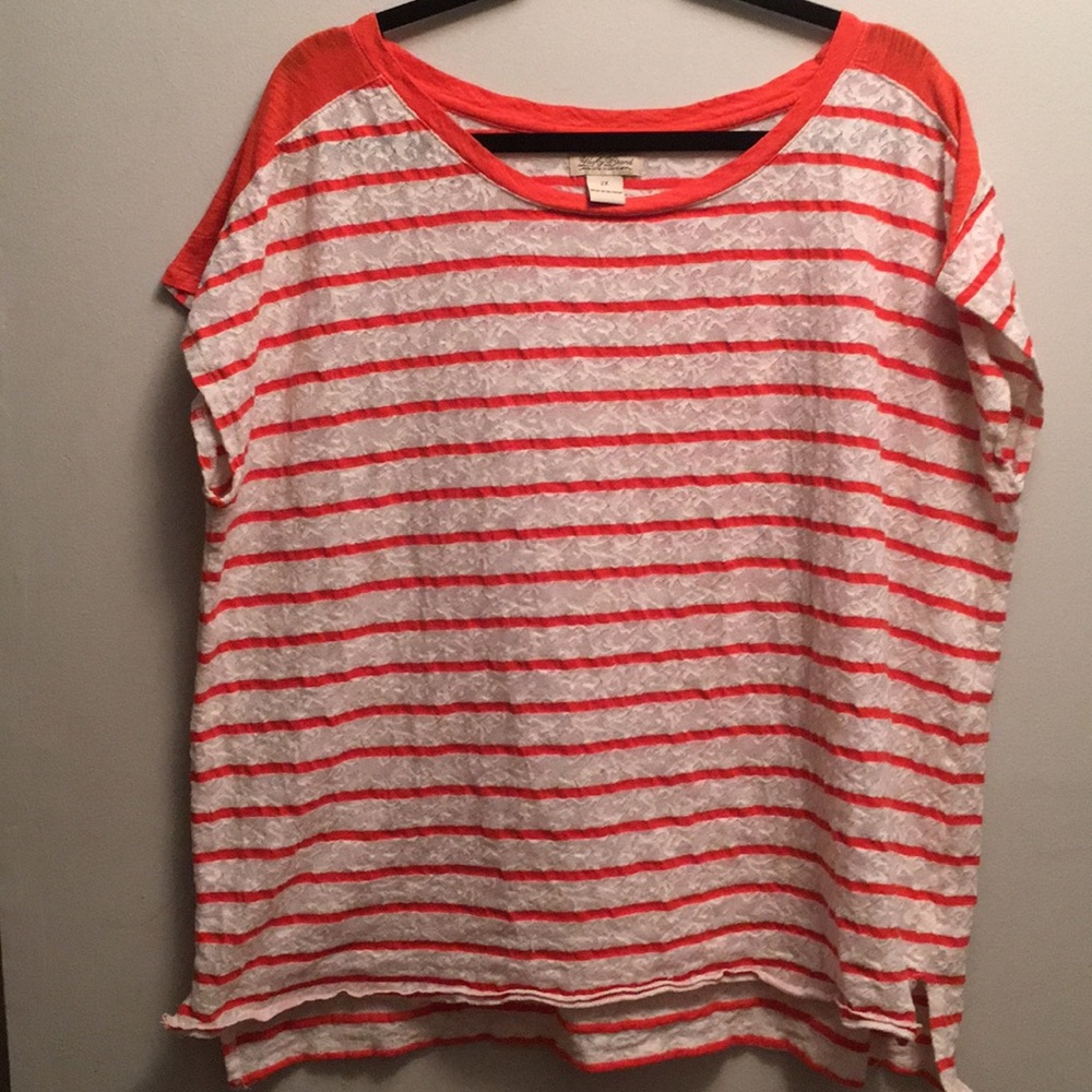 🍂🍁Lucky Brand Orange Lace Plus Size Top